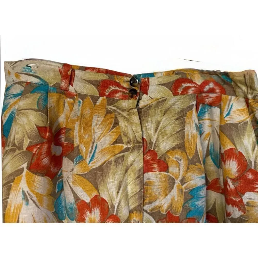 Vintage Chaus Linen Blend Shorts Sz. 16 High Waist Pleats Country Club Y2K